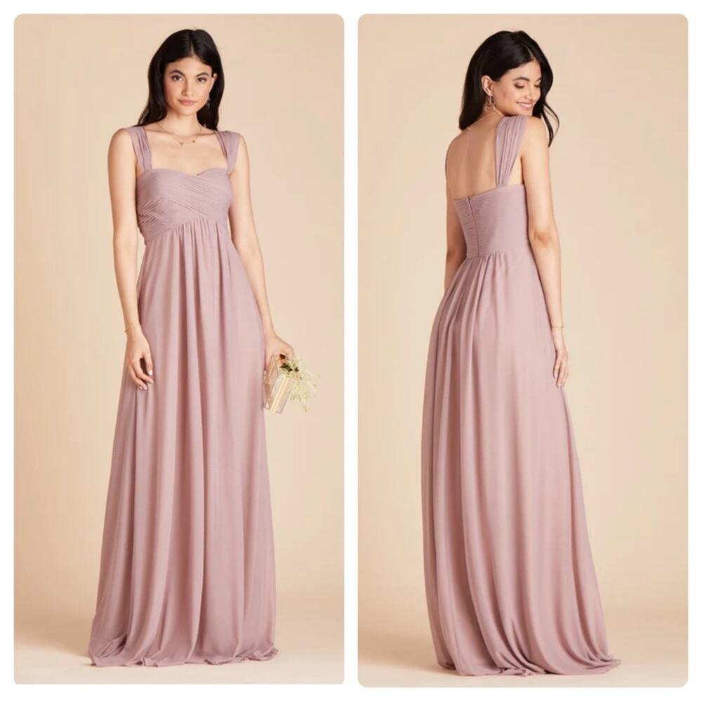 Birdy Grey Maria Convertible Bridesmaid Maxi Dress in Mesh Mauve Sz S NEW